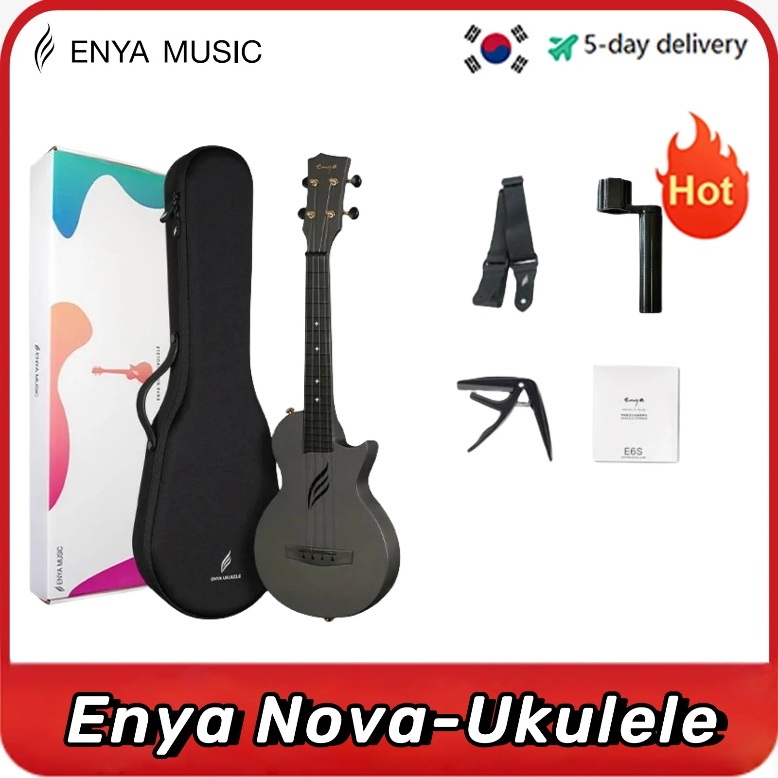 

Enya Nova-Ukulele умная Акустическая гитара, 4 струны, углеродное волокно, инструмент для начинающих, 23 дюйма, U, 23 дюйма