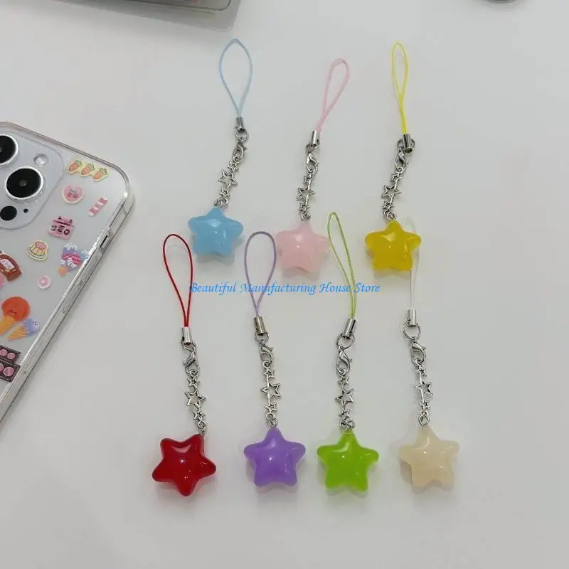 E56A Fashion Star Phone Accessoire Trend Telefon Charme für Frauen Keychain Lovely Keyring – Detail 9