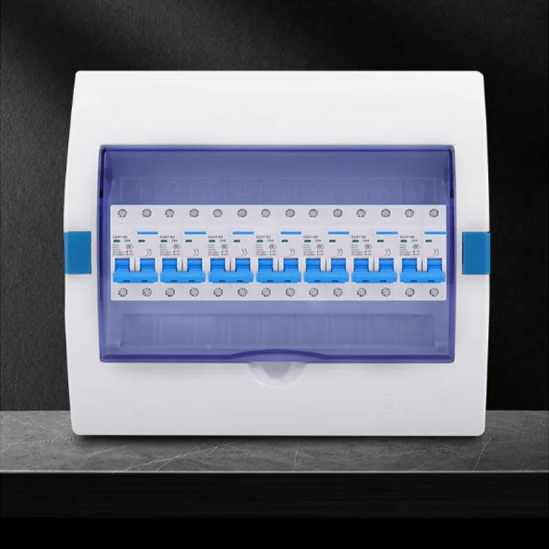 Compact and Durable Plastic Electrical Distribution Box with Built-in Rail and Air Switch