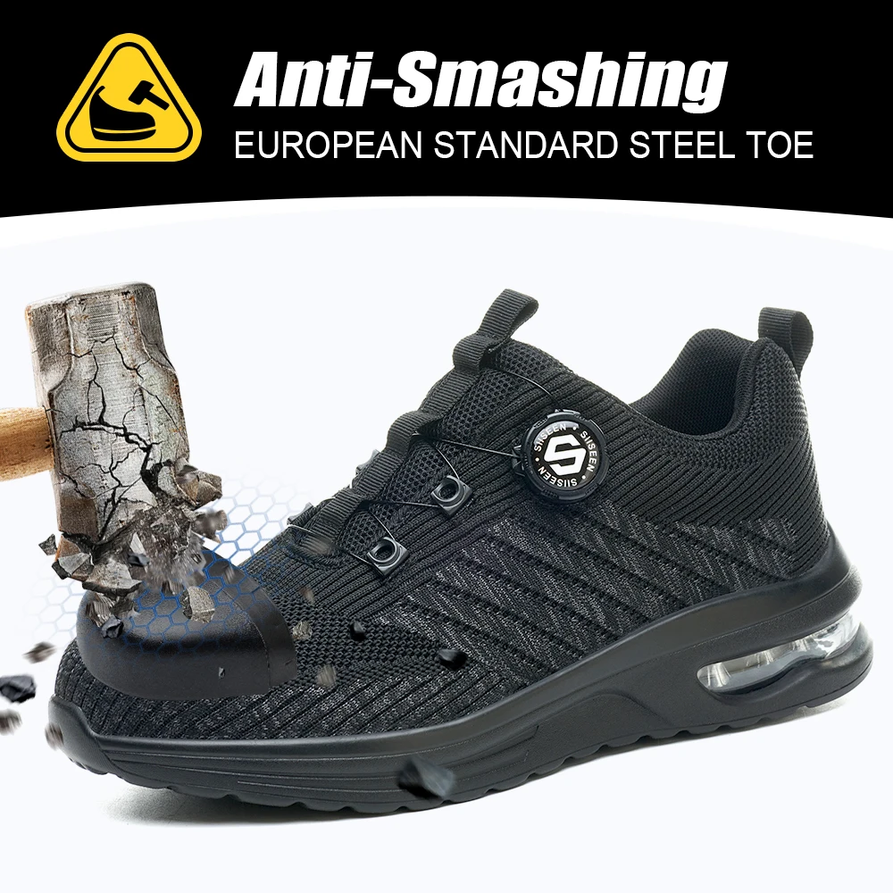 New Men's Rotary Buckle Safety Shoes 4