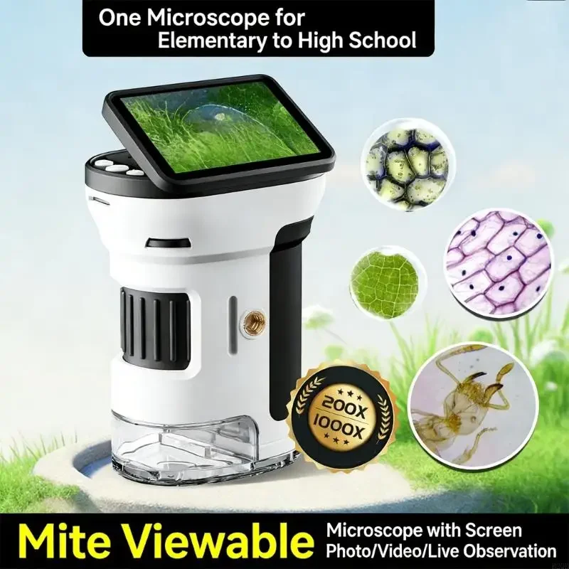 어린이를 위한 디지털 현미경 LED 조명 비디오 사진 촬영 기능이 있는 휴대용 휴대용 돋보기 카메라 교육용 장난감으로 사용할 수 있습니다