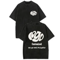 Personnalisez votre LOGO Hip Hop Streetwear hommes 100% coton T-shirts surdimensionné haut délavé t-shirt unisexe été rétro marque personnalisée 1