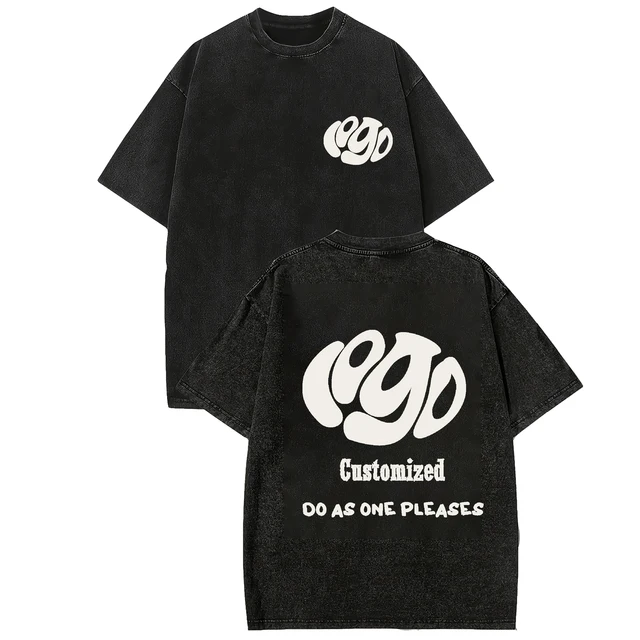 Personnalisez votre LOGO Hip Hop Streetwear hommes 100% coton T-shirts surdimensionné haut délavé t-shirt unisexe été rétro marque personnalisée 1