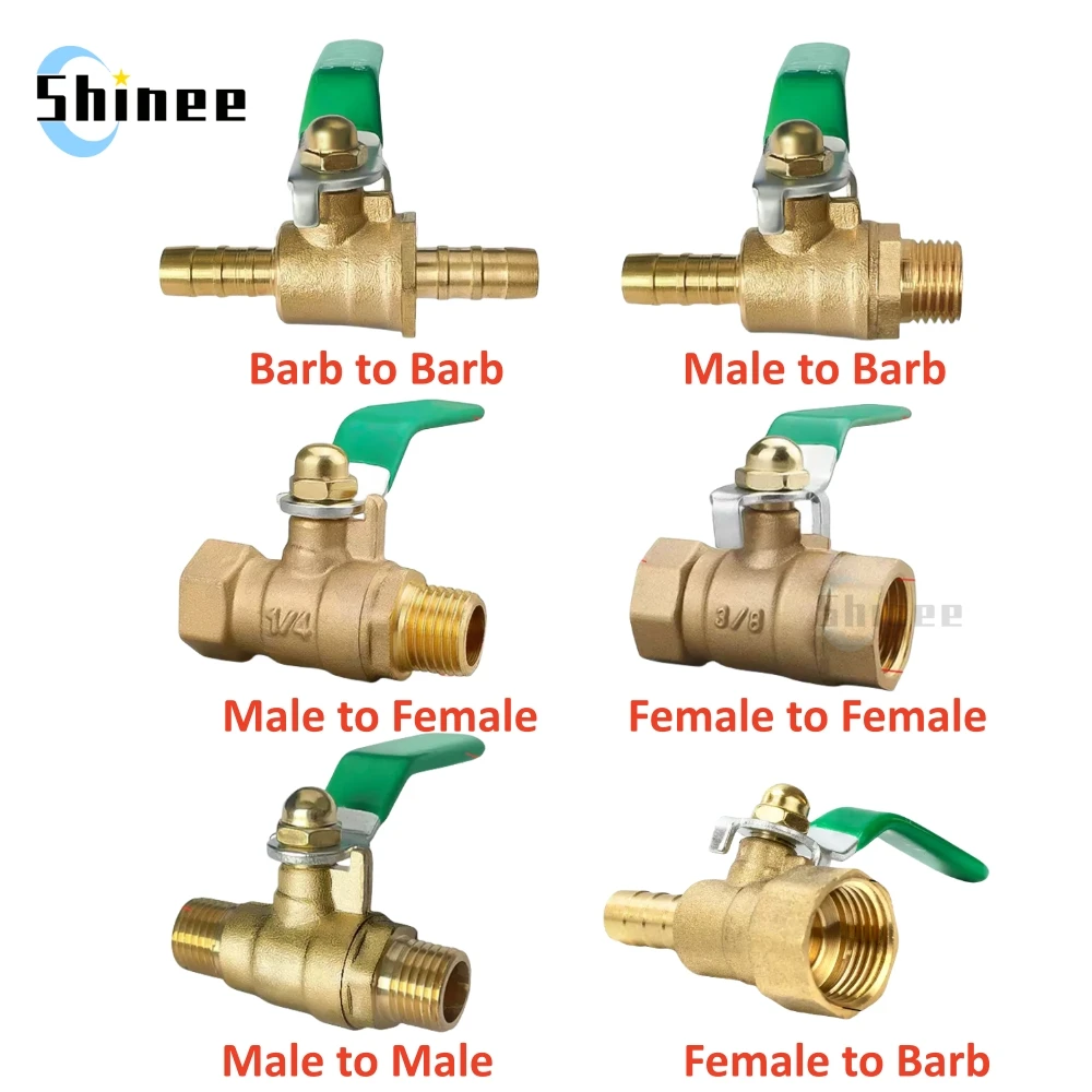 

Brass Water Oil Air Gas Fuel Line Shutoff Ball Valve Pipe Fittings Pneumatic Connector Controller Handle 6-12MM Hose Barb Inline