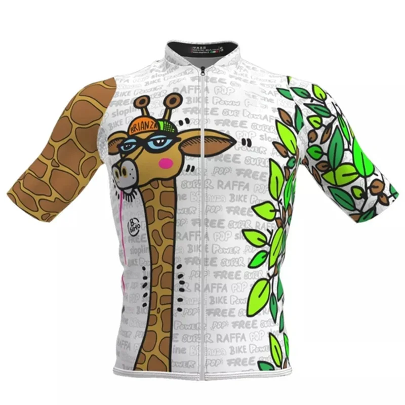 Breathable Unisex White Cartoon Cycling Jersey Spring Anti-Pilling Eco-Friendly Bike Clothing Top Road Team Bicycle