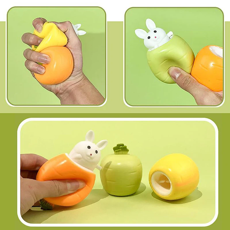 

Cute White Rabbit Carrot Squeeze Toys Cartoon Decompression Toys Children Antistress Sensory Fidget Toys Pinching Toys Gifts