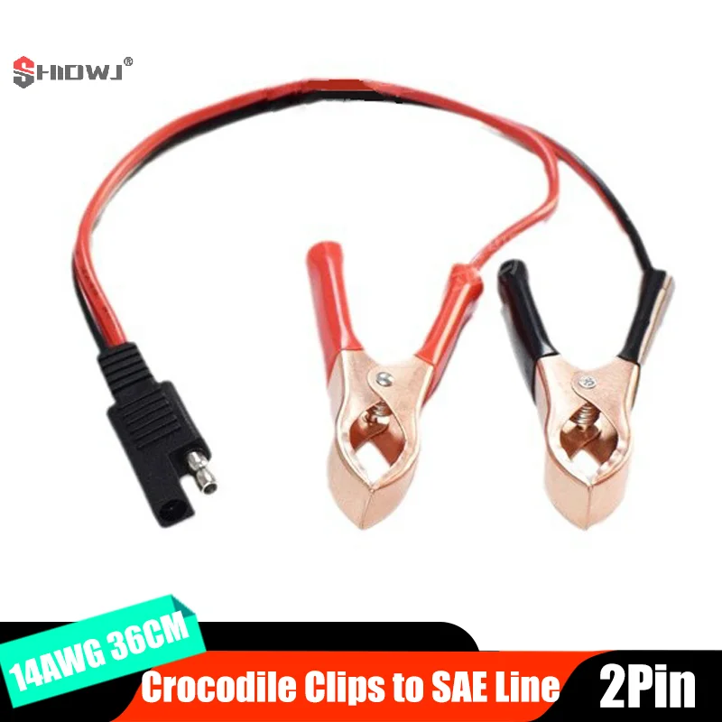 14AWG 36CM 2Pin SAE Quick Disconnect Plug To Battery Alligator Clips Cable Clamps Connectors Cord M20