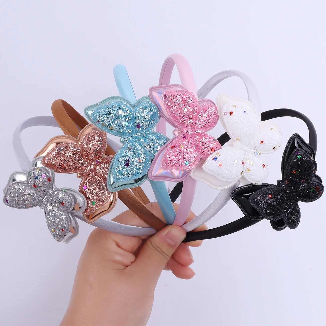 1PC Glitter Butterfly Headbands Set for Kids, Colorful Sparkly Hair Accessories, Cute Hairbands for Girls' Party & Daily Wear