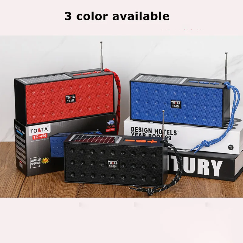 Mini Portable FM Radio Wireless TWS Stereo Sound Box Solar Charging Bluetooth Speaker Handsfree Music player with TF USB Port