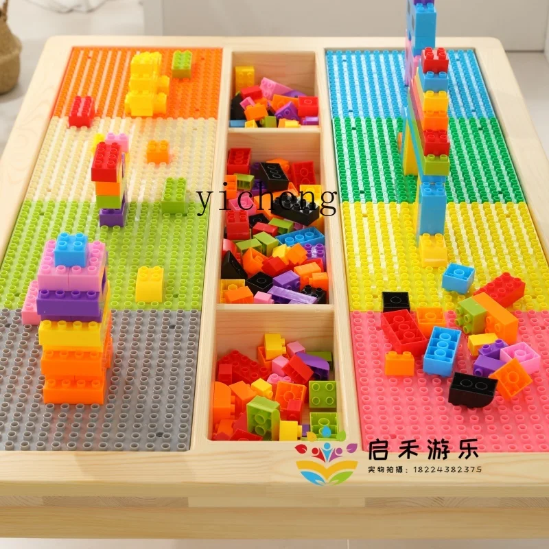 ZC Children's Building Block Table Solid Wood Compatible with Gaming Table Baby Educational Toy Table 4