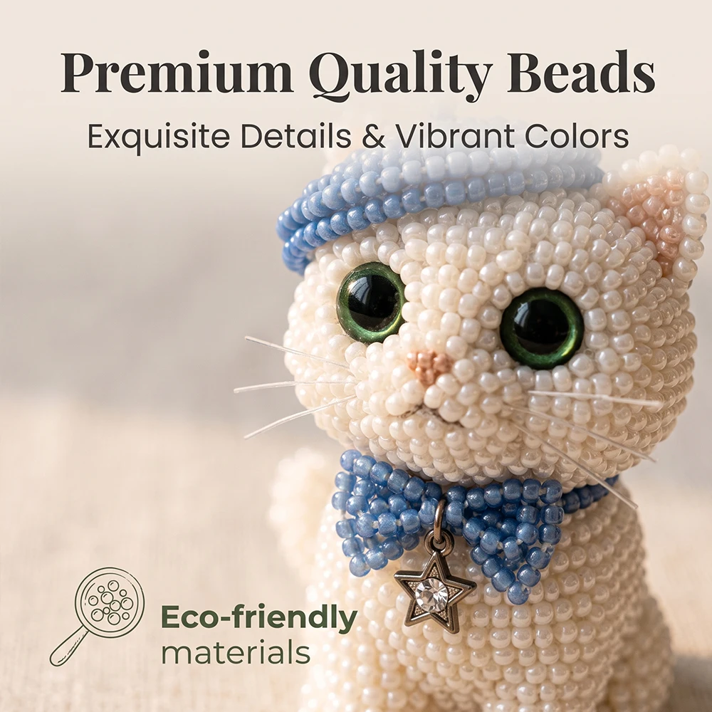 Deluxe 3D Beaded Cat DIY Kit: Creative Ornament Crafting Experience