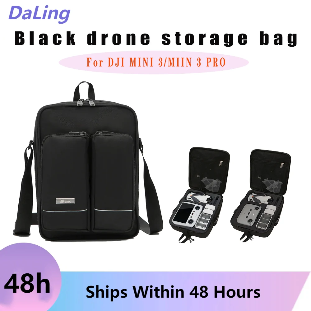 

For DJI Mini 3 /Mini 3 Pro Accessory Case Organizer Bag, Black Large Capacity Storage Bag,Cross-Body Backpack