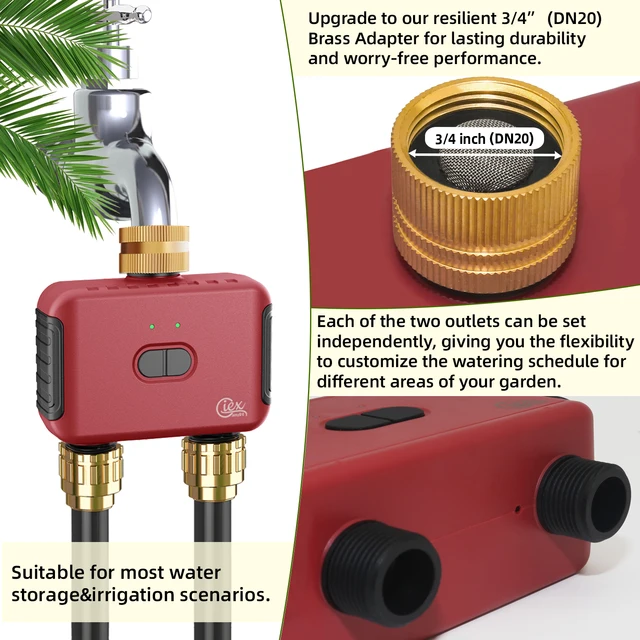 WIFI 2-Zone Watering Timer Smart Garden Automatic Irrigation System Drip Sprinkler Controller Valve Tuya Smart life 2