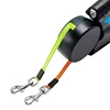 3m Rotating Nylon Pet Leash for 2 Dogs Adjustable Double Rope Leashes with Flashlight Poop Bag Box Pet Traction Rope Retractable 3