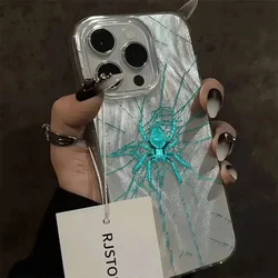 Cyan Blue Spider Silver Plated Matte Phone Case for RedmiNote 13 Pro 5G (T7850)
