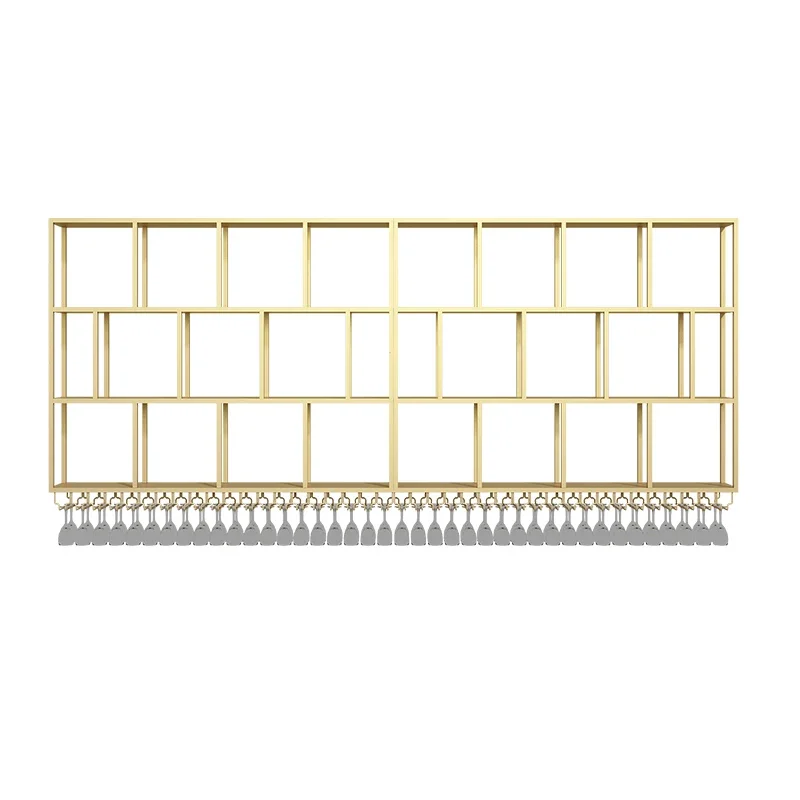 Open Wall Mounted Wine Rack Bar Counter Wine Cabinet Storage Iron Art Red Display Bar Shelves Wall Living Room Equipment