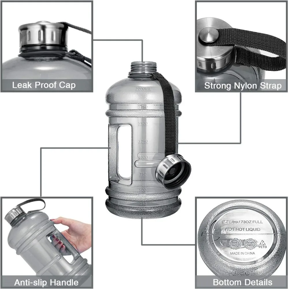 Water Bottle BPA Free 74 oz Gym Bottle Handle Jug Big Bottle Large