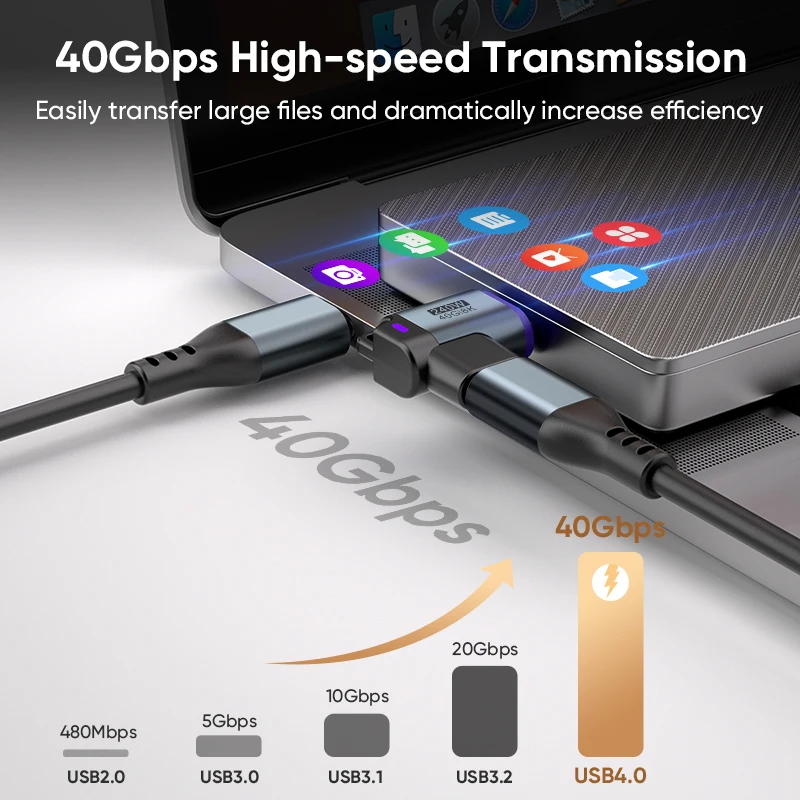 240W 타입-C 여성용 마그네틱 어댑터 컨버터 USB4.0 24핀 USB-C to USB-C 40Gbps 고속 충전 8K60Hz USB OTG 어댑터 썬더볼트3