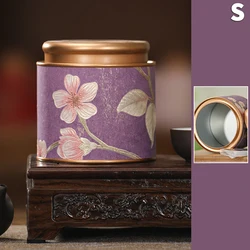 Compact Tea Storage Tin - Portable Sealed Jar (Purple S)