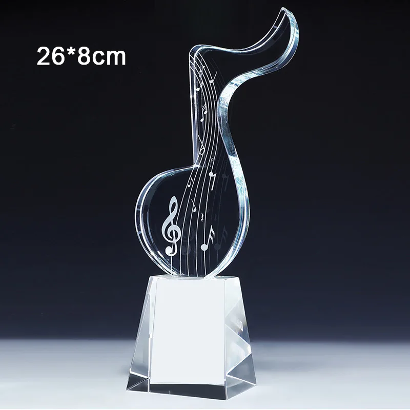 Creative Custom Music Note Crystal Trophy Singing Competition Excellent Annual Meeting Souvenir Gift Home Decoration Award Medal