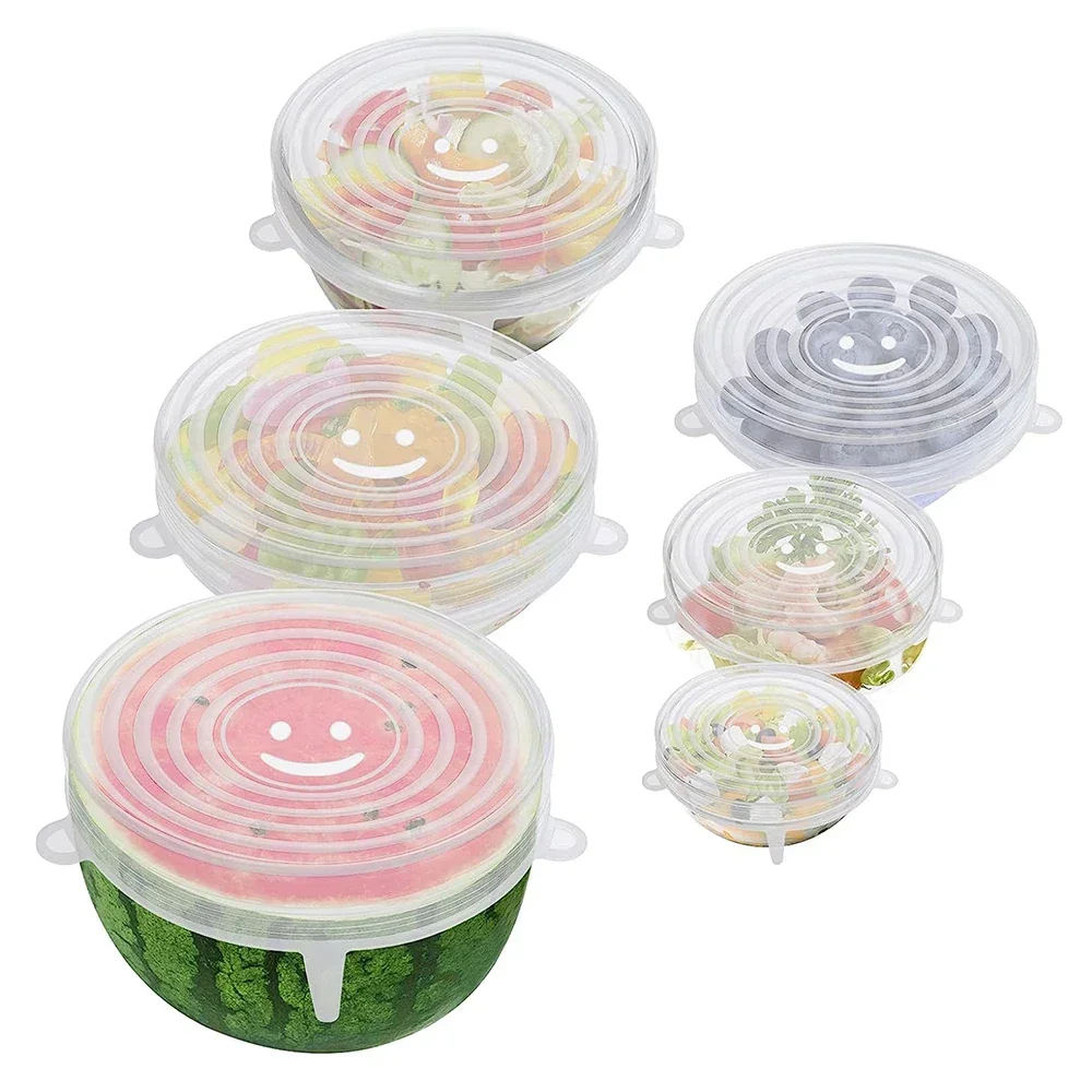 Food Preservation For Kitchen Accessory Adjustable Elastic Silicone Caps Sizes Household Kitchen Storage Organization Cover Home