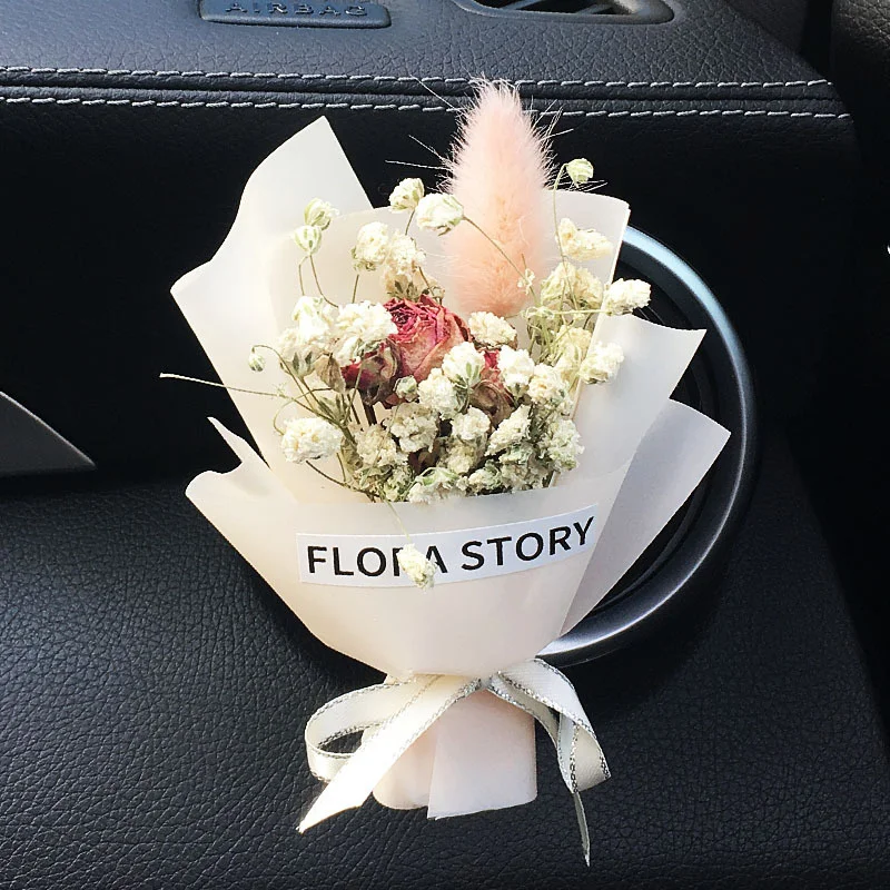 Mini Rose Bouquet Car dried-flower air Outlet Aromatherapy Creative Flowers  Mini Bouquet Car Perfume Air Freshener Ornament