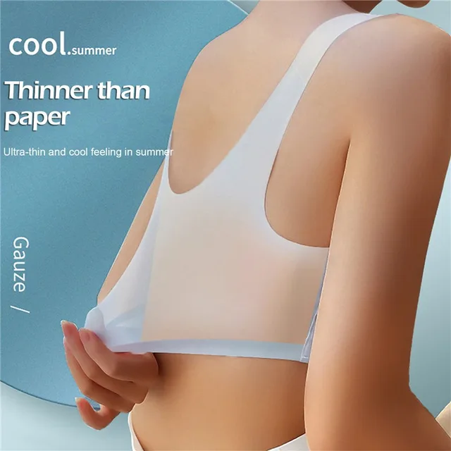 2023New Ultra Thin Ice Silk Lifting Bra Plus Size Bra 3XL Women Thin Silk  Seamless Sports Bra Wireless Underwear Air Cooling Bra