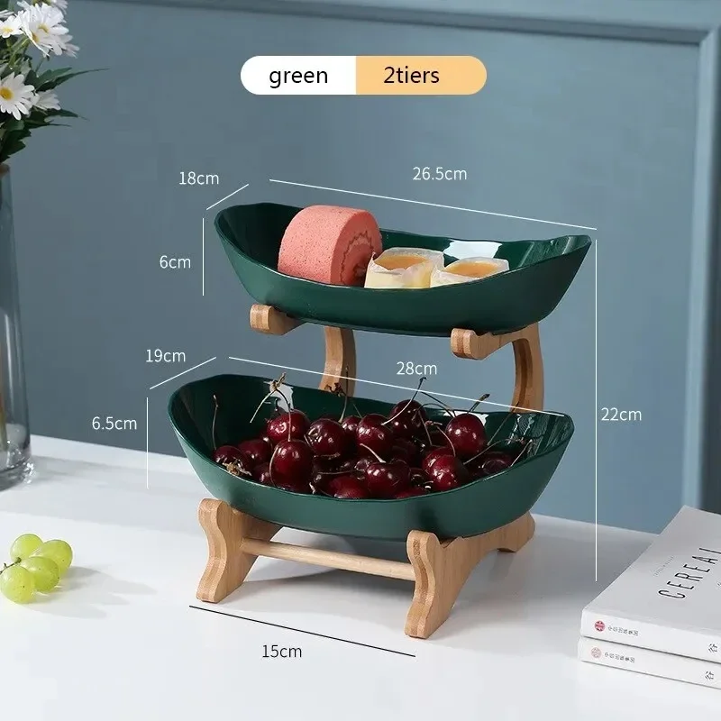 Portafrutta 3 Livelli Con Supporto In Legno Di Bambù - Cesto Porta Snack E Verdura Elegante E Smontabile - 2
