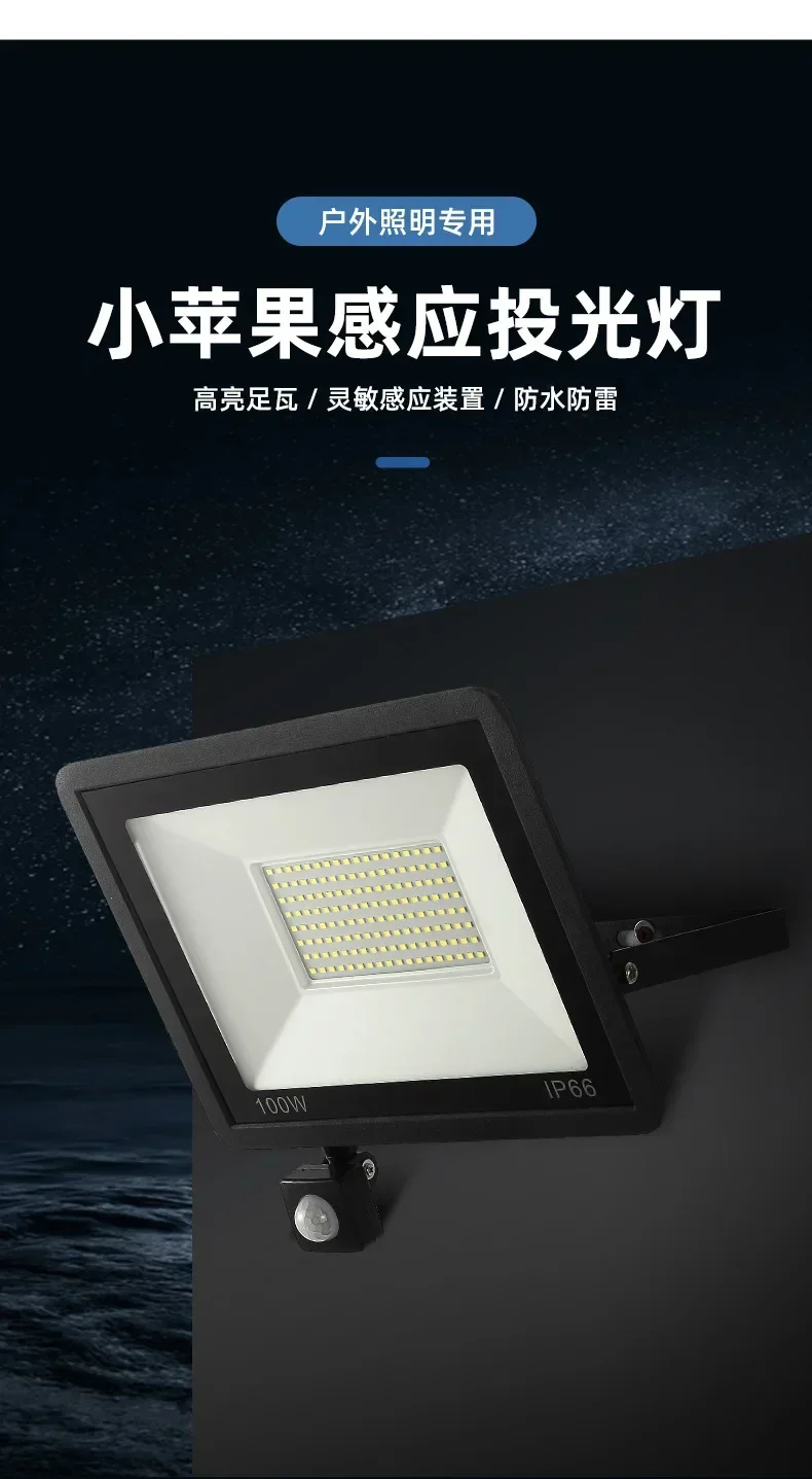 Description Picture 2 of itemLED Induction Small Apple Floodlight 50W100W White Warm Light Outdoor Waterproof Human Body Infrared Induction PIR Floodlight