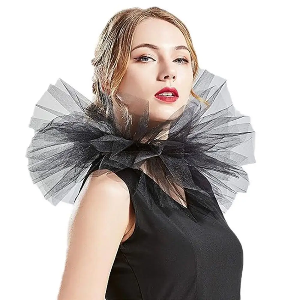 Mode Gefälschte Kragen Viktorianischen Abnehmbare Jabot Kragen Rüschen Spitze Jabot Neck Kragen Erwachsene Bühne Party Steampunk Zubehör – Detail 5