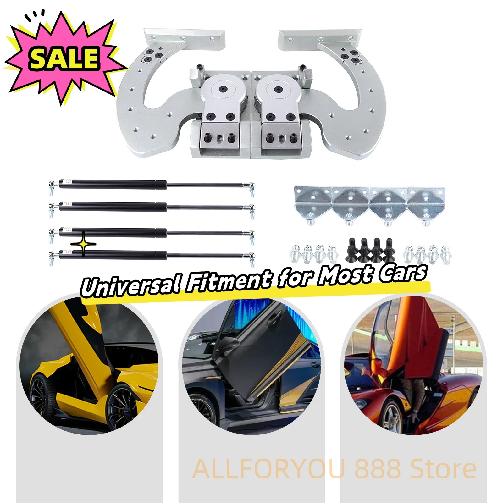 Vertical Door Hinges Bolt Kit Butterfly 90° Universal Fitment for Most Cars Lambo Scissor Kit