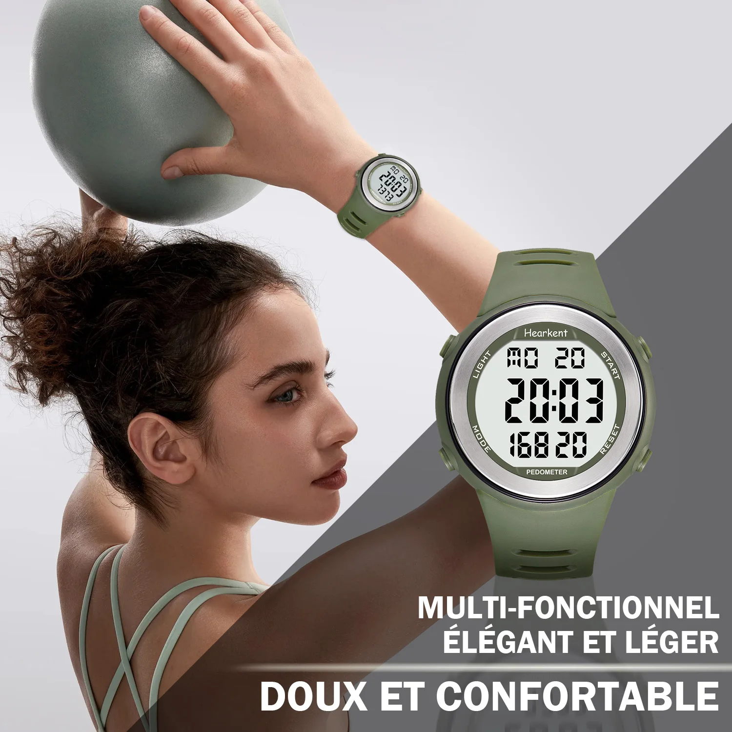 Hearkent podomètre montre hommes étanche compteur de pas traqueur
