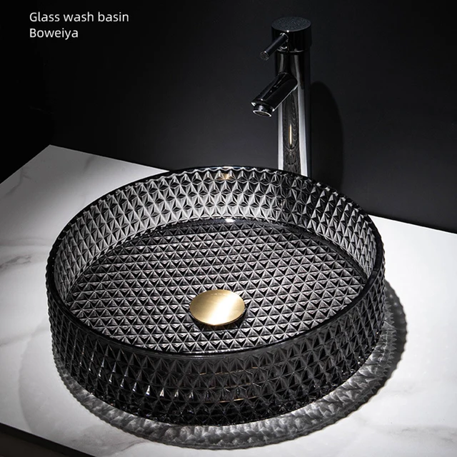 อ่างล้างหน้าแบบกลมบนเคาน์เตอร์ อ่างล้างหน้ากระจกนิรภัยโปร่งแสงพร้อมอ่างล้างจานแบบพับเก็บได้ อ่างล้างหน้าในห้องน้ําสําหรับห้องน้ํา 1 อ่างล้างหน้าแบบกลมบนเคาน์เตอร์ อ่างล้างหน้ากระจกนิรภัยโปร่งแสงพร้อมอ่างล้างจานแบบพับเก็บได้ อ่างล้างหน้าในห้องน้ําสําหรับห้องน้ํา 1