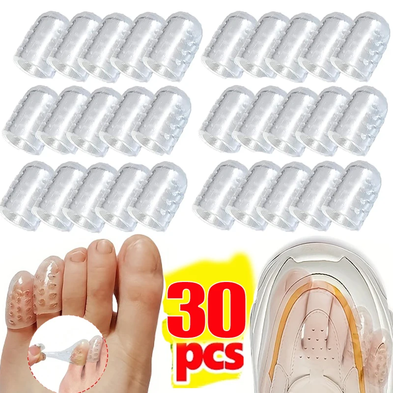 1-30pcs Toe Separator Breathable Silicon Toe Caps Toenails Protection Elasticity Anti-Friction Sweatproof for Feet Protectors silicone toe protector,toe socks pad