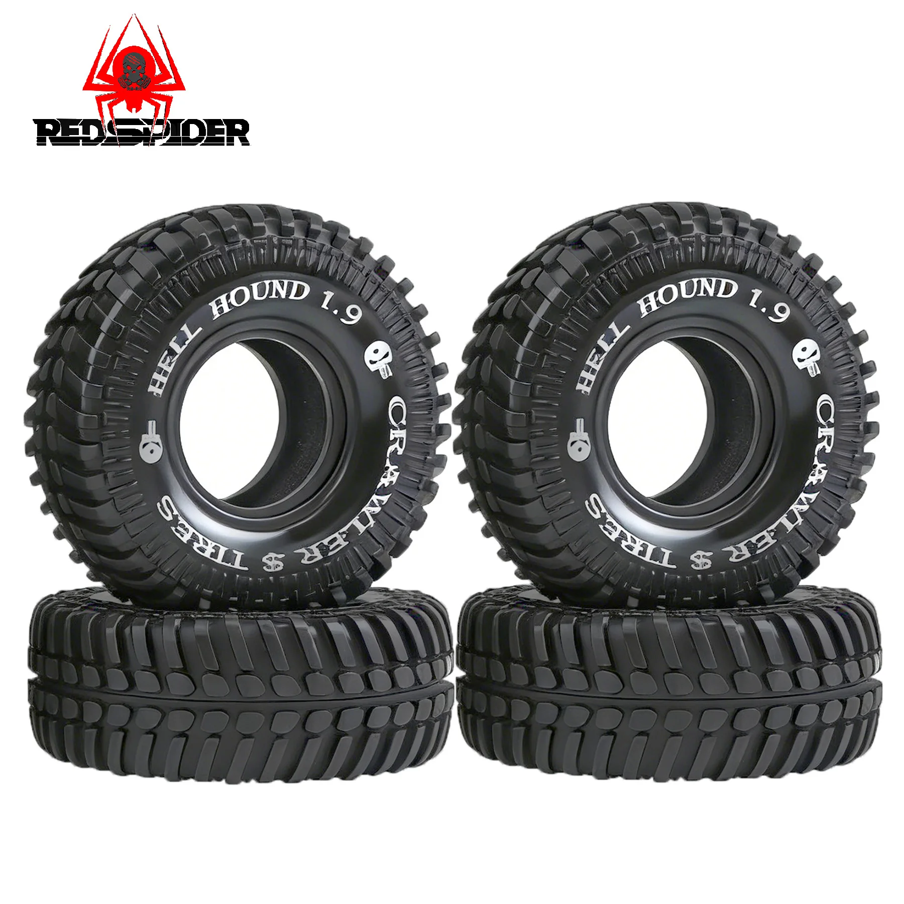 Veciado - Pack De 4 Neumáticos De Goma De 90 Mm Y 1,9 Pulgadas Para Coches RC Crawler 1/10, Compatibles Con TRX4, D90, Axial SCX10 II/III, Redcat, Con Inserto De Espuma Suave
