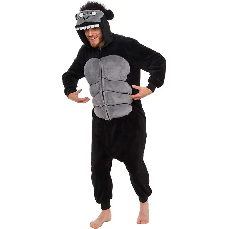 Flannel Anime Cartoon Thicken Sleepwear Nightgowns Loungewear Long Sleeve Homewear Hooded Cosplay Costumes Jumpsuit Kigurumi