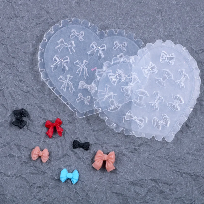 1pcs/Lot Japanese Soft Silicone Nail Peach Heart Bow Mold 3D Carved Cartoon Template Nails Accesories For Salon DIY 4