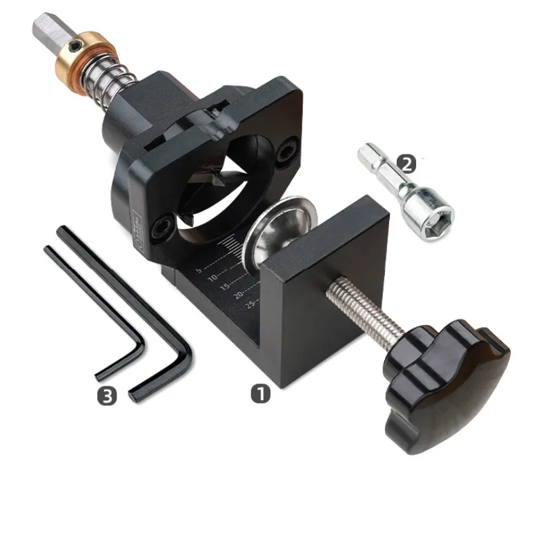 35mm Cup Style Hinge Boring Jig Drill Guide Set Wood Drilling Dowel Jig Woodworking Hole Opener