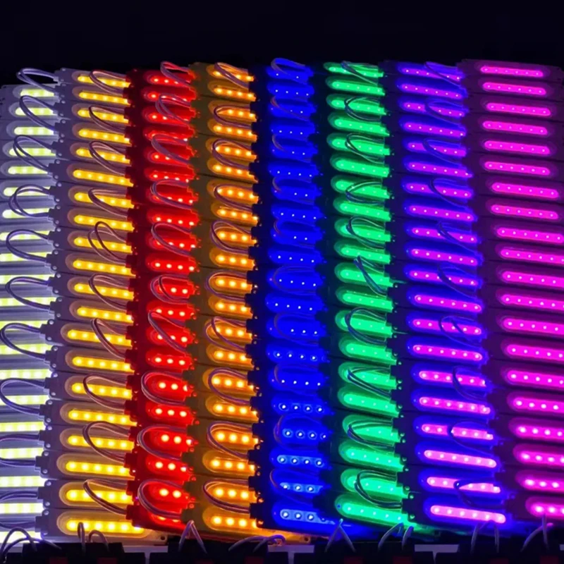 100Pcs DC 24V 2.4W IP67 방수 COB LED 주입 모듈 상업용 조명 간판 제작을 위한 6LED R/G/B 컬러 LED 조명