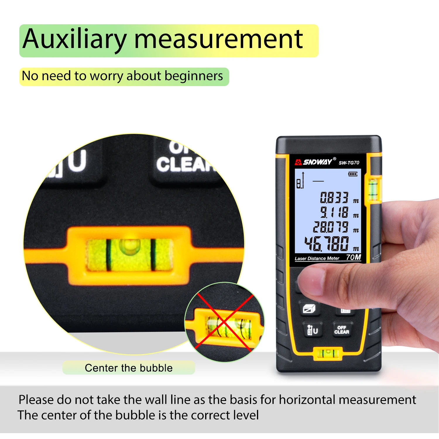 Sndway Laser Afstand Meter Digitaal Meetapparaat Tools Elektronische Tape Laser Afstandsmeter