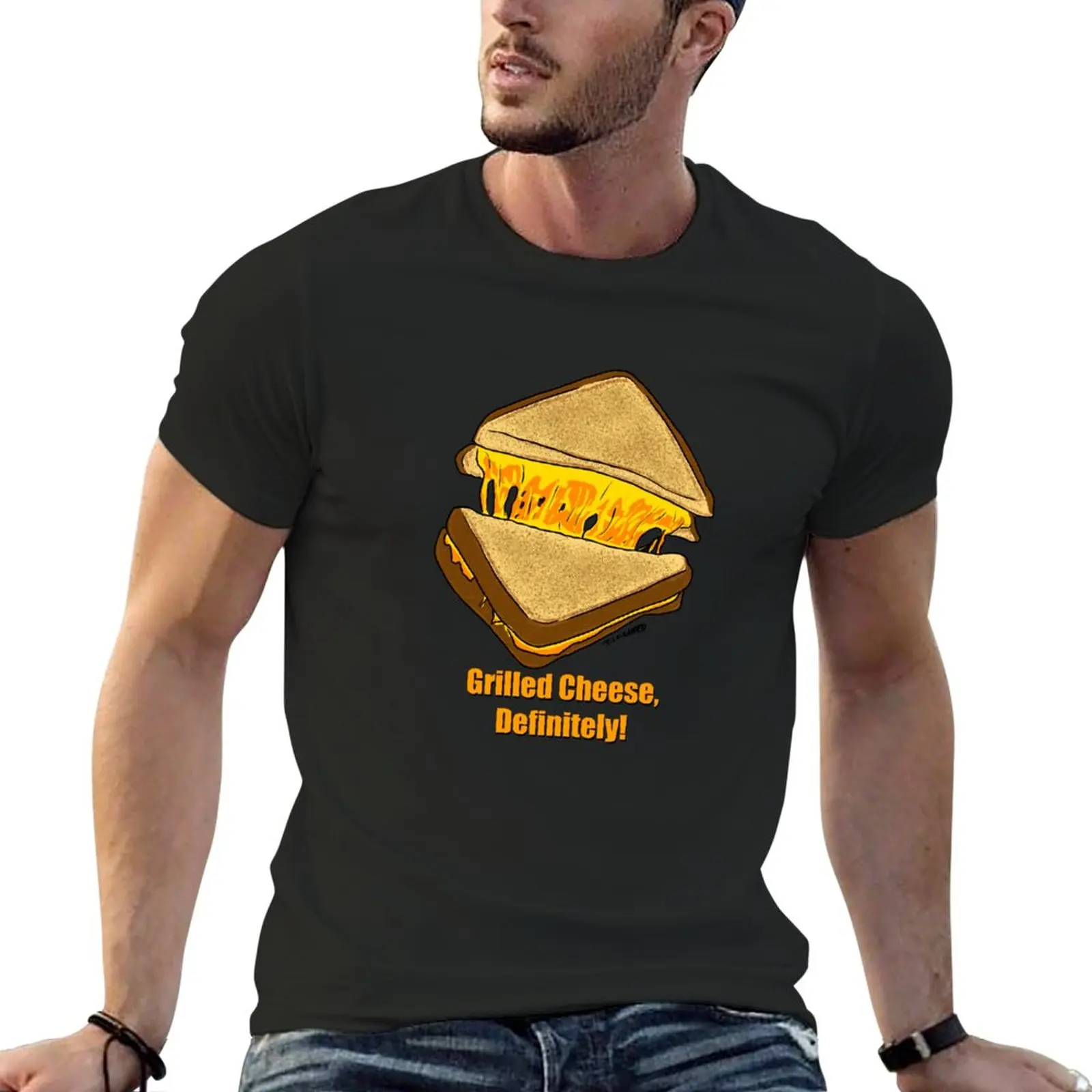 

Grilled Cheese, Definitely! T-Shirt summer clothes black t shirts men clothings