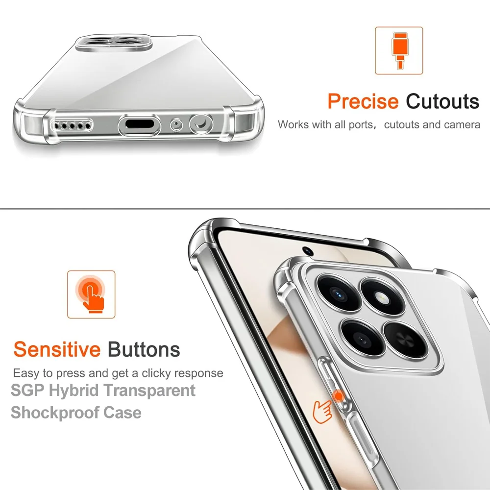 Clear Silicone Shockproof Back Case - Soft TPU Protective Cover