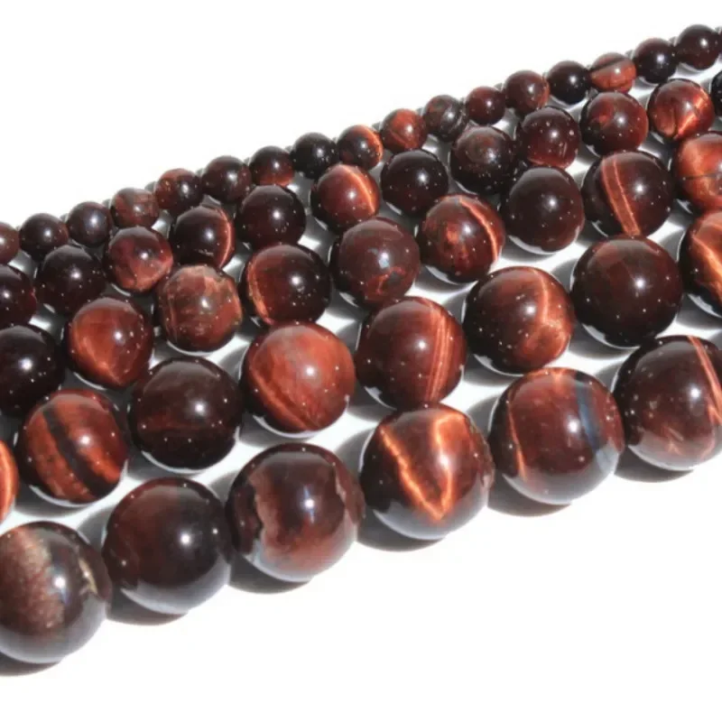 

Red Tiger Eye Loose Beads Natural Gemstone Smooth Round for Jewelry Making