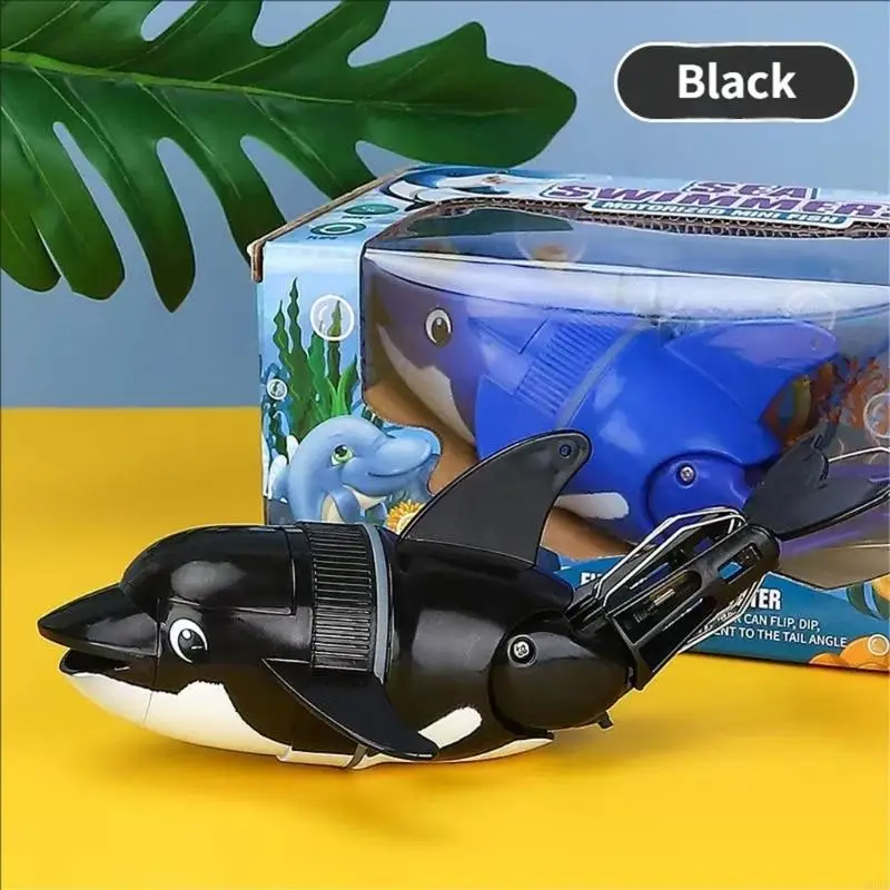 수생 돌고래 롤오버 장난감 자동 수영 모션 용 목욕 시간 재미 3+ 블랙 컬러