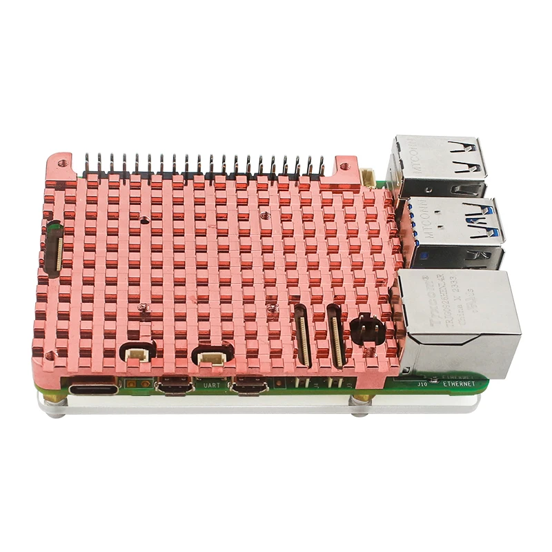 Raspberry Pi 5 Pure Copper Heatsink Metal Cooling Case Optional Fan Passive Acti