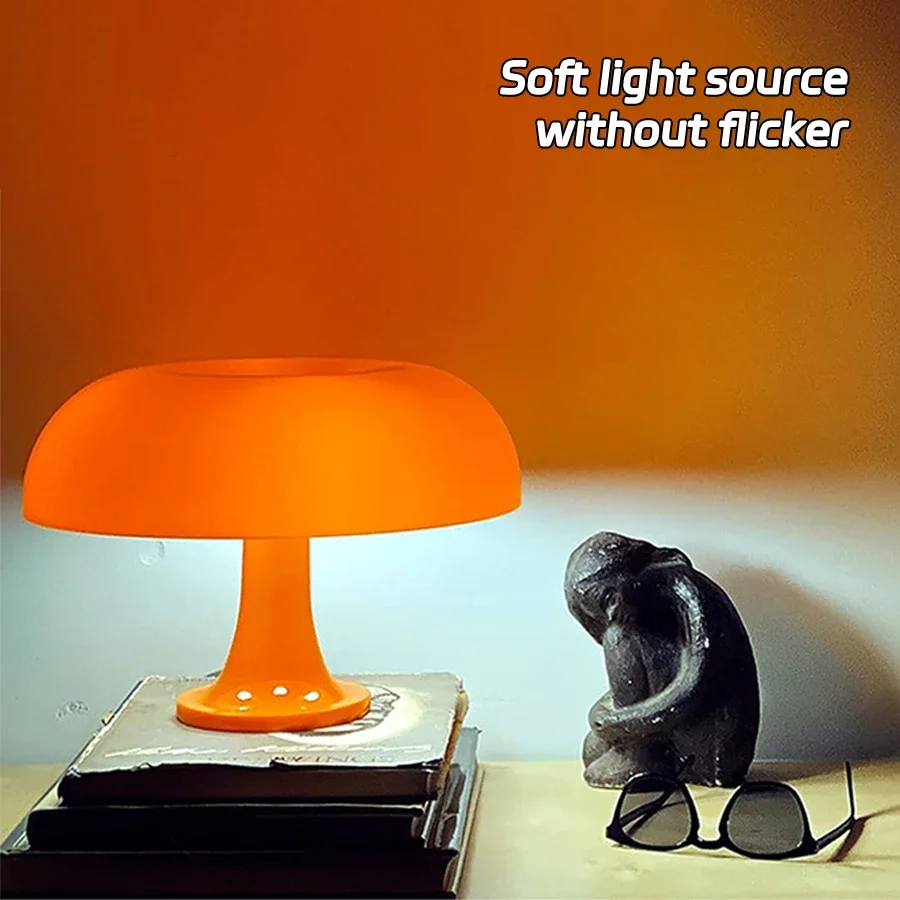 Romantic Led Mushroom Table Lamp Plastic Night Light for Bedroom Dining Room Desk Decoration Dimmable 5V USB Switch Control