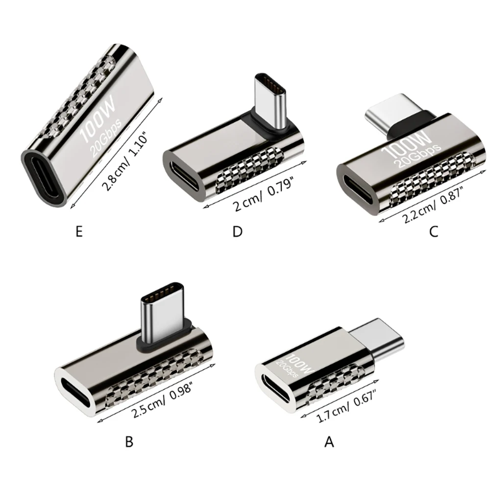 타입 C OTG 어댑터 100W 20Gbps 고속 데이터 전송 컨버터 USB C(수) - USB C(암) 커넥터 (휴대폰, 노트북, 태블릿용)