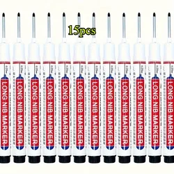 Precision Long - Tip Permanent Marker Pens - Ideal for DIY Projects, Professional Use, Waterproof & Quick - Dry (15 PCS BLACK)