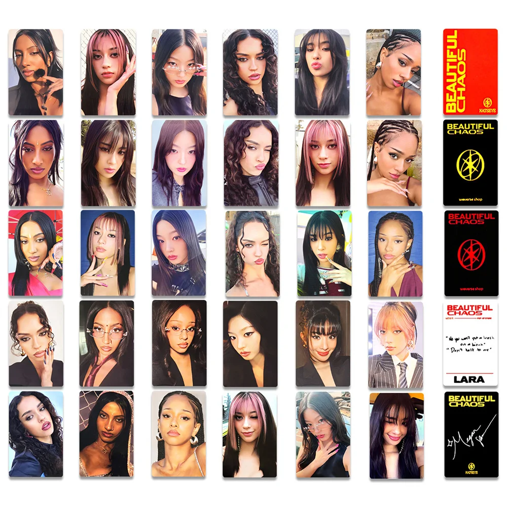 6Pcs/Set KATSEYE New Album BEAUTIFUL CHAOS HD Photocards Double