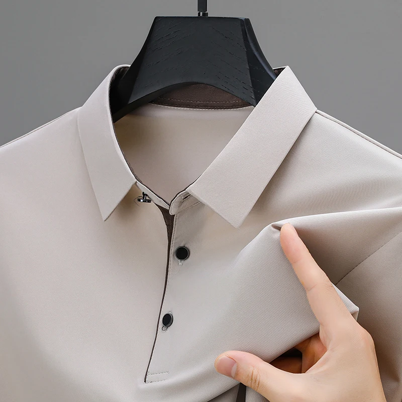 Mens Golf Shirts Mens Short Sleeve Solid Color Turn Down Collar Business Plain Golf Shirts For Man